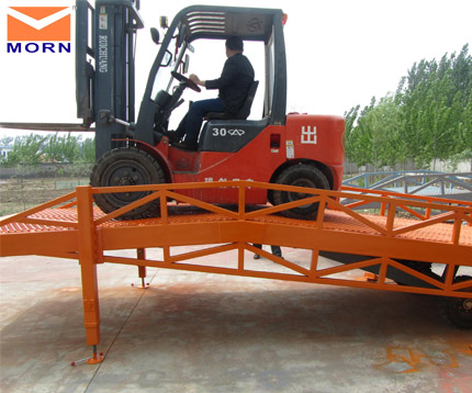 What Can a Loading Dock Ramp Do for You? - MORN LIFT forklift on the loading dock ramp
