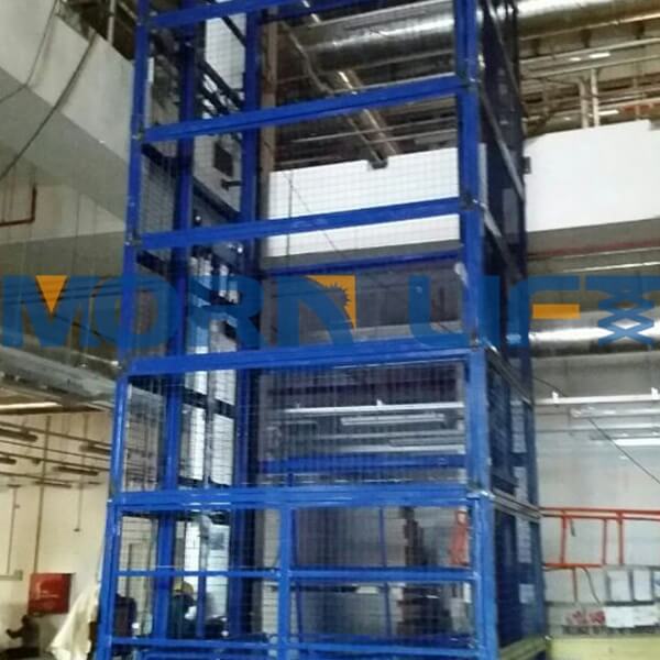 Two Post Cargo Lift in Singapore - MORN LIFT cargo lift with full mesh