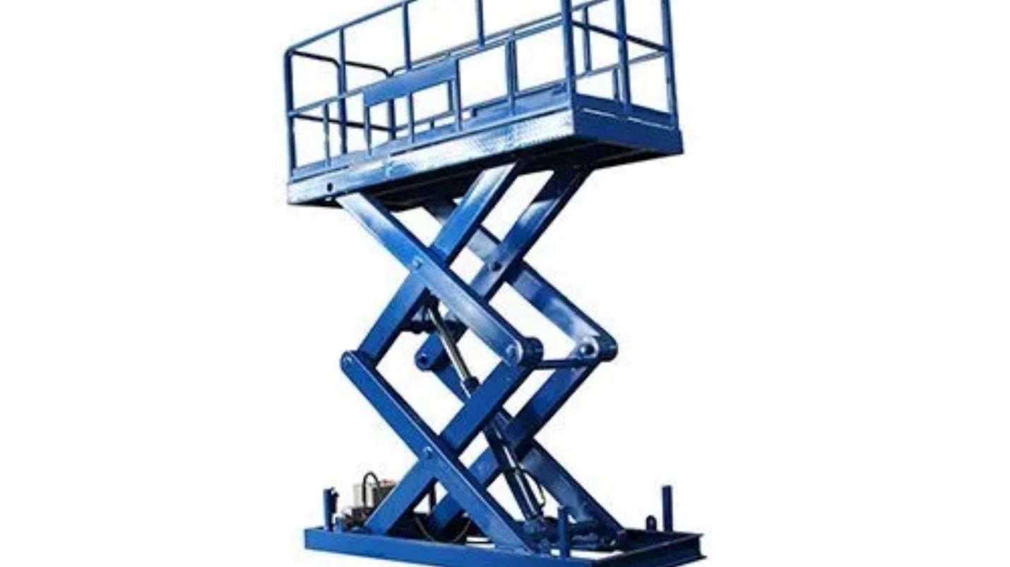 Close up view of Morn Scissor lift placed in white background