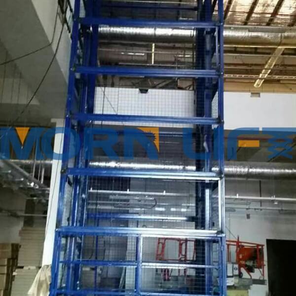 Two Post Cargo Lift in Singapore - MORN LIFT freight elevator with full mesh