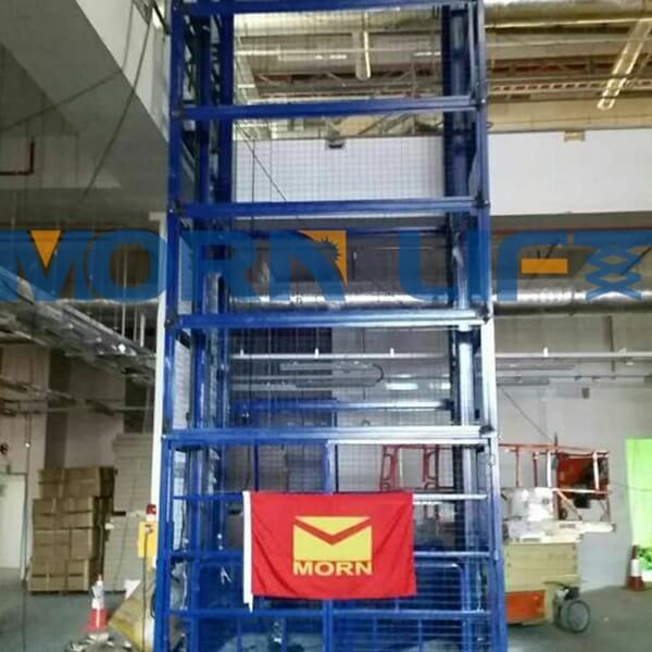 Two Post Cargo Lift in Singapore - MORN LIFT goods lift with full mesh in singapore