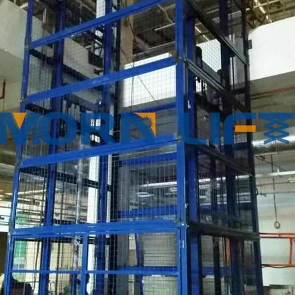 Two Post Cargo Lift in Singapore - MORN LIFT goods lift with full mesh