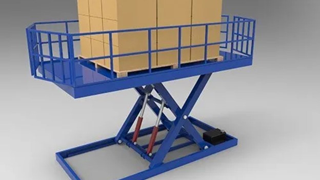 Morn Scissor lift table taking cargo upward