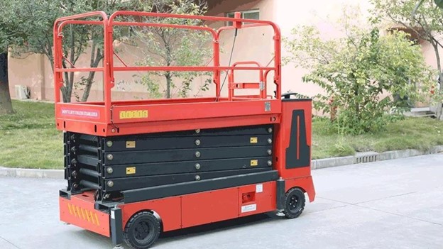 Morn Scissor lift working at industrial side