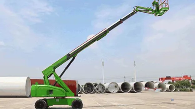 Morn Vertical boom lift at a industrial side