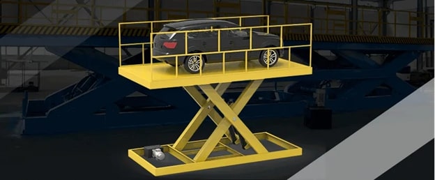Picture indicating how morn lift vehicle loading equipment system works