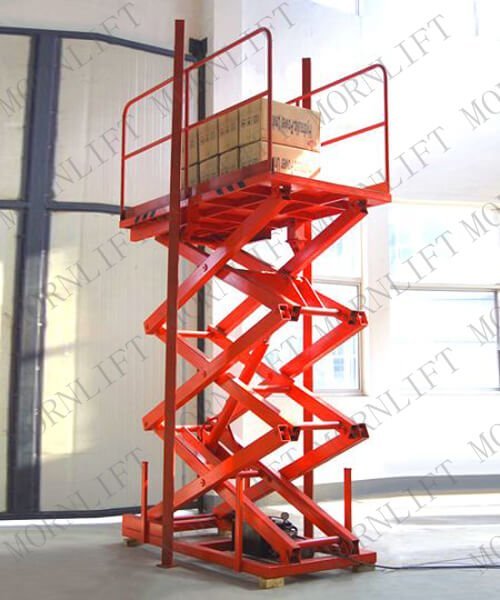 scissor cargo lift with guid rail