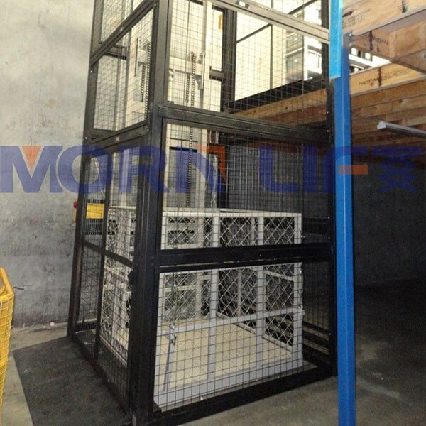 Two Post Cargo Lift in Singapore - MORN LIFT two post cargo lift with full mesh