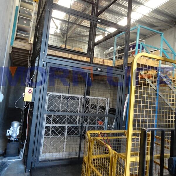 Two Post Cargo Lift in Singapore - MORN LIFT two post goods lift with full mesh