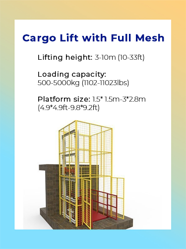 Cargo lift with full mesh 1