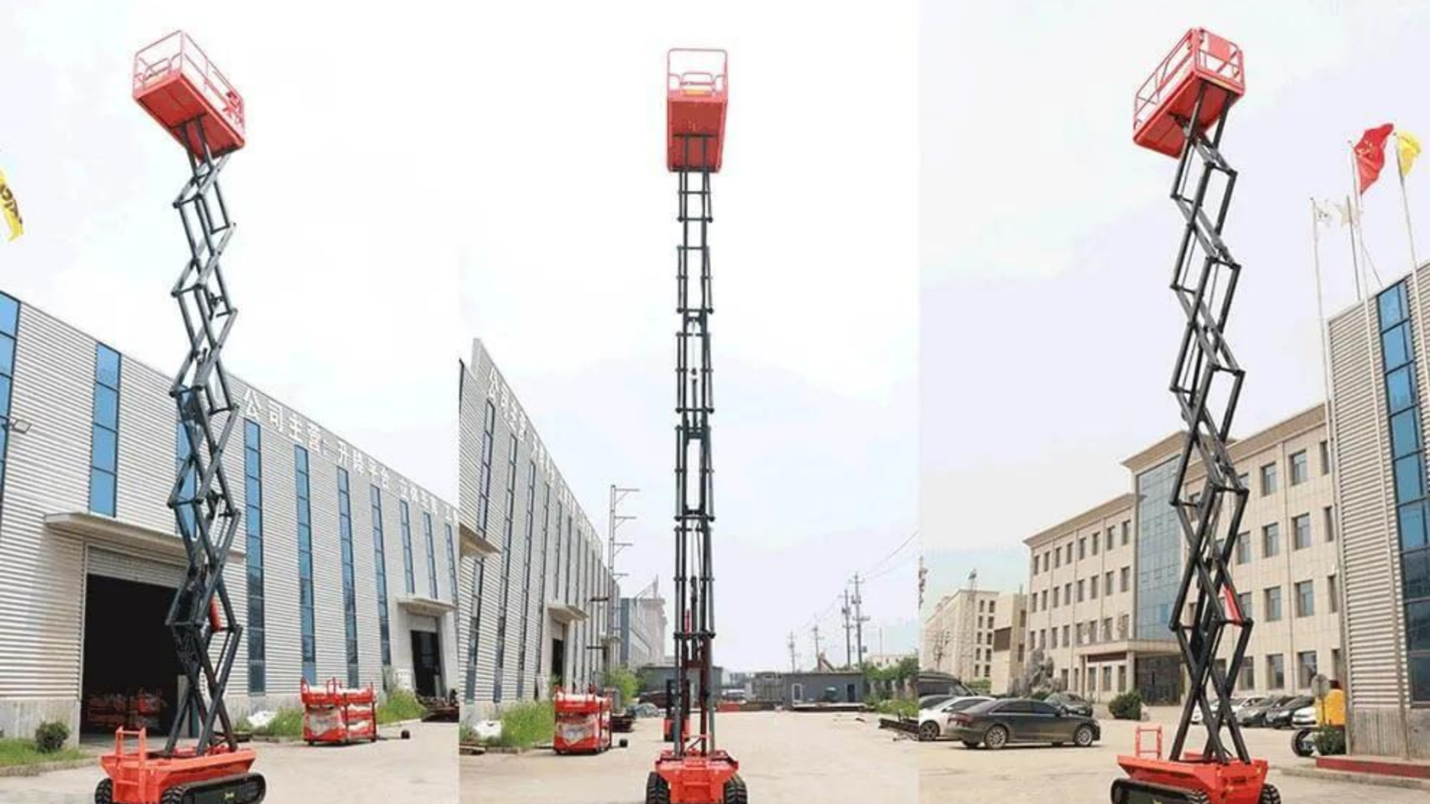 Three Morn lift standing at industrial side boom lifts
